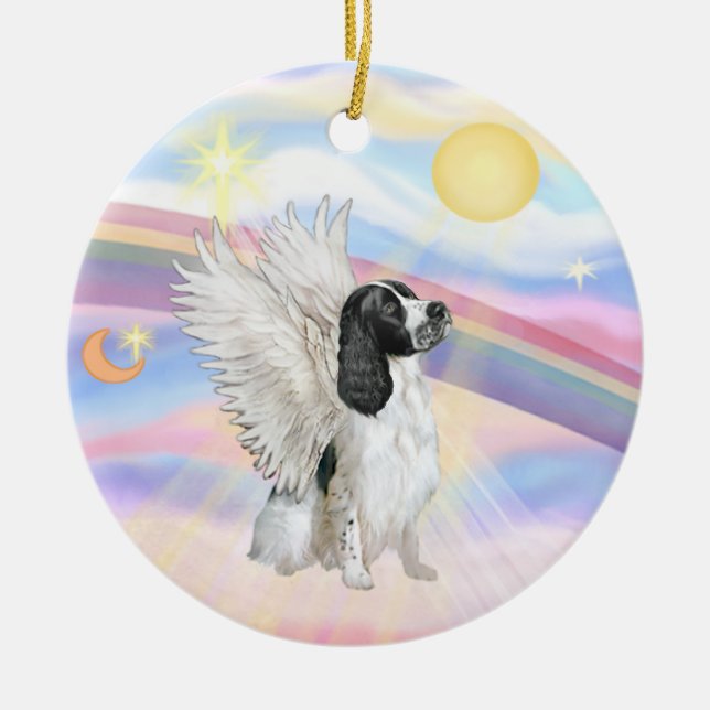 Ornamento De Cerâmica Nuvens - English Springer Spaniel (Frente)