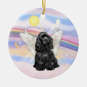 Ornamento De Cerâmica Nuvens - Espanhol de Cocker (preto)