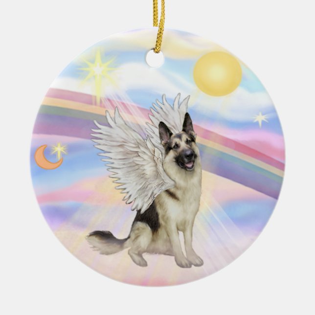 Ornamento De Cerâmica Nuvens - German shepherd ( nº 9) (Frente)