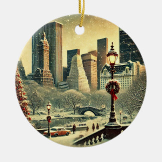 Ornamento De Cerâmica NY - Magia de Férias Icônicas na Grande Maçã