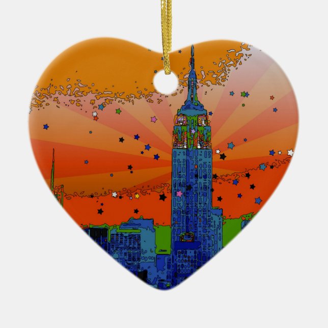 Ornamento De Cerâmica NYC Psicodélico: Empire State Building #3 (Frente)