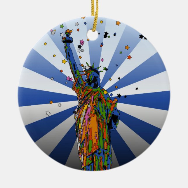 Ornamento De Cerâmica NYC Psicodélico: Estátua da Liberdade #2 (Frente)