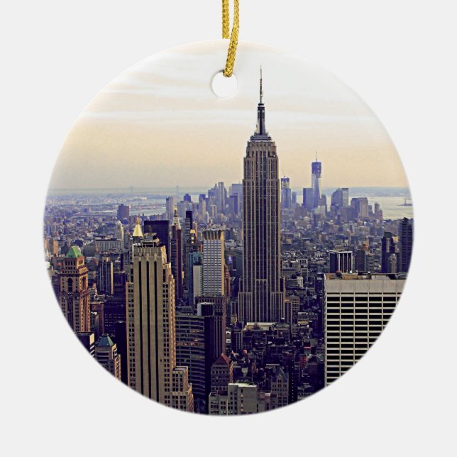 Ornamento De Cerâmica NYC skyline Empire State Building, WTC 4 (Frente)