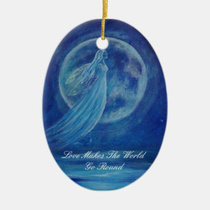 Ornamento De Cerâmica O amor customizável faz o mundo ir em volta do