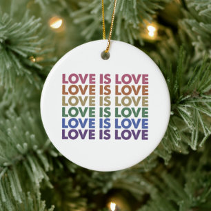 Ornamento De Cerâmica O Amor é Amor Orgulho Gay Aliado LGBT Arco-íris LG