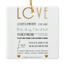 O amor é Bíblia paciente, verso, tipografia Dourad