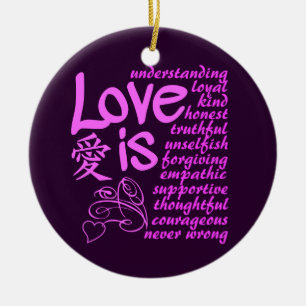 Ornamento De Cerâmica o amor é...  nomes personalizados e edição de d