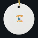 Ornamento De Cerâmica O amor é o gay do orgulho cor azul laranja do LGBT<br><div class="desc">design</div>