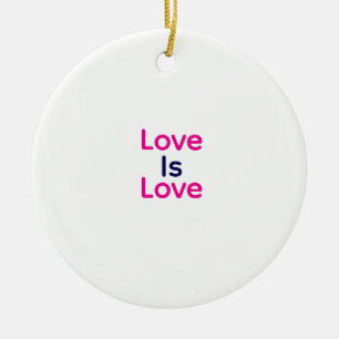 Ornamento De Cerâmica O amor é o gay do orgulho cor-de-rosa e roxo LGBTQ