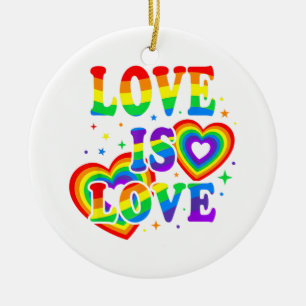 Ornamento De Cerâmica O Amor LGBTQ é Amor Orgulho Gay Bandeira do Arco-Í