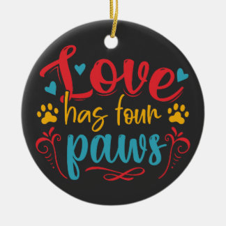 Ornamento De Cerâmica O Amor Tem Quatro Cachorros De Pata