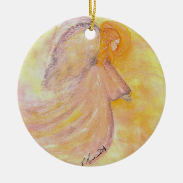 Ornamento De Cerâmica O anjo de Jeanne (Frente)