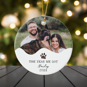 Ornamento De Cerâmica O Ano em que Adotamos o Cachorro Foto Personalizad