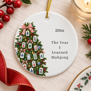 Ornamento De Cerâmica O Ano em que Aprendi Mahjong Árvore de Natal