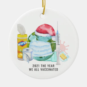 Ornamento De Cerâmica O Ano Que Todos Vacinamos   2021 Comemorativa