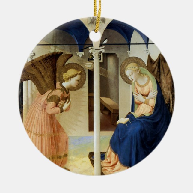 Ornamento De Cerâmica O aviso por Fra Angelico (Frente)