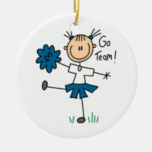 Ornamento De Cerâmica O azul vai t-shirt e presentes do cheerleader da