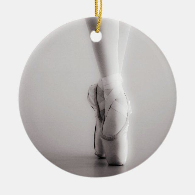 Ornamento De Cerâmica O balé Pointe calça deslizadores da dança do Sepia (Frente)