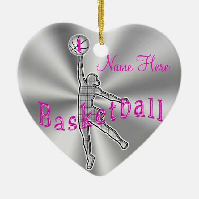 Ornamento De Cerâmica O basquetebol das meninas Ornaments seus NOME e (Frente)
