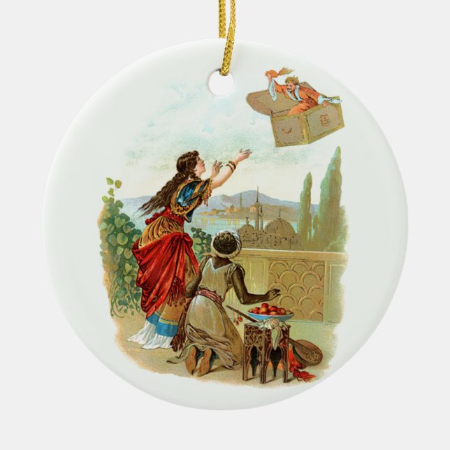 Ornamento De Cerâmica O Baú Voador  (Frente)