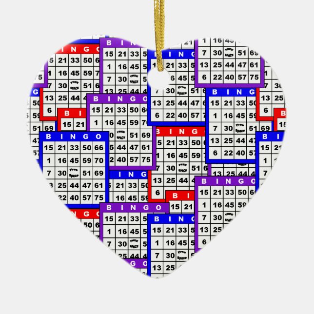 Ornamento De Cerâmica O Bingo carda o teste padrão (Frente)