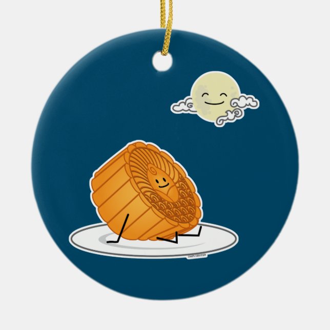 Ornamento De Cerâmica O bolo lunar lunar do Festival de outono do Médio  (Frente)