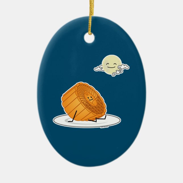 Ornamento De Cerâmica O bolo lunar lunar do Festival de outono do Médio  (Frente)