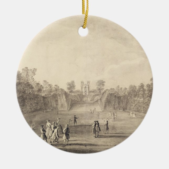 Ornamento De Cerâmica O Bowling Green em Claremont, 1738 (gravura) (Frente)