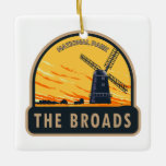 Ornamento De Cerâmica O Broads National Park England Vintage<br><div class="desc">O design de trabalho de arte vetor de Broads. O parque é uma rede de rios e lagos,  na sua maioria navegáveis,  nos condados ingleses de Norfolk e Suffolk.</div>