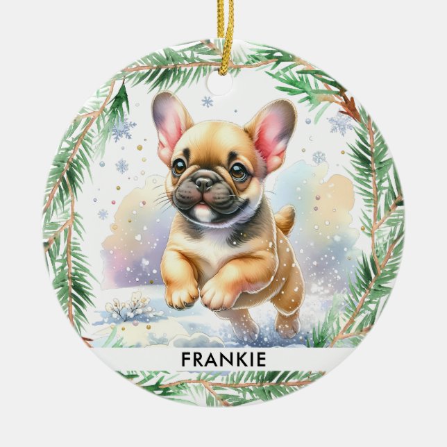 Ornamento De Cerâmica O Buldogue Francês Personalizou o Cachorro (Frente)