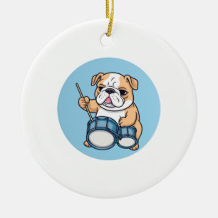 Ornamento De Cerâmica O Bulldog Bateria e Bulldog Grooves