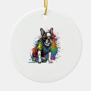 Ornamento De Cerâmica O Cachorro Bulldog Francês Pug para um Proprietári