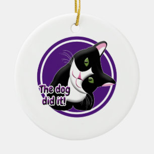 Ornamento De Cerâmica O cachorro fez isso Cat