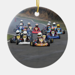 Ornamento De Cerâmica O cadete do recém-vindo vai karting a raça do kart