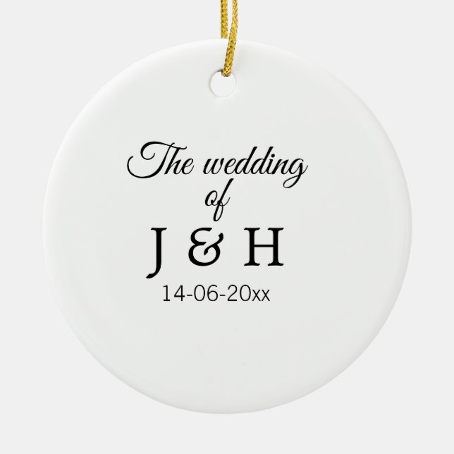 Ornamento De Cerâmica O casamento de adicionar nome de casal data da car (Frente)