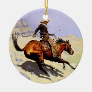 Ornamento De Cerâmica O Cowboy de Remington, Militares de Cavalaria Vint