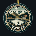 Ornamento De Cerâmica O Crachá dos Vosges France<br><div class="desc">Os Vosges em um estilo de arte vetorial. Os Vosges são uma variedade de montanhas médias no leste da França,  perto da sua fronteira com a Alemanha.</div>