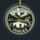 Ornamento De Cerâmica O Crachá dos Vosges France<br><div class="desc">Os Vosges em um estilo de arte vetorial. Os Vosges são uma variedade de montanhas médias no leste da França,  perto da sua fronteira com a Alemanha.</div>