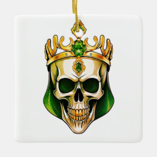 Ornamento De Cerâmica O crânio do rei verde com uma coroa judaica