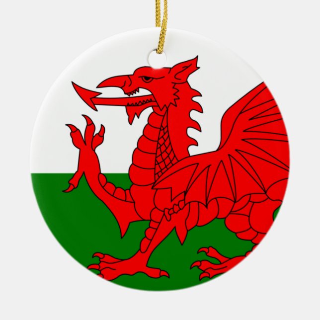 Ornamento De Cerâmica O dragão vermelho [bandeira de Wales] (Frente)