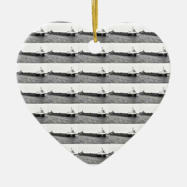 Ornamento De Cerâmica O Edmund Fitzgerald no rio do St. Clair (Frente)