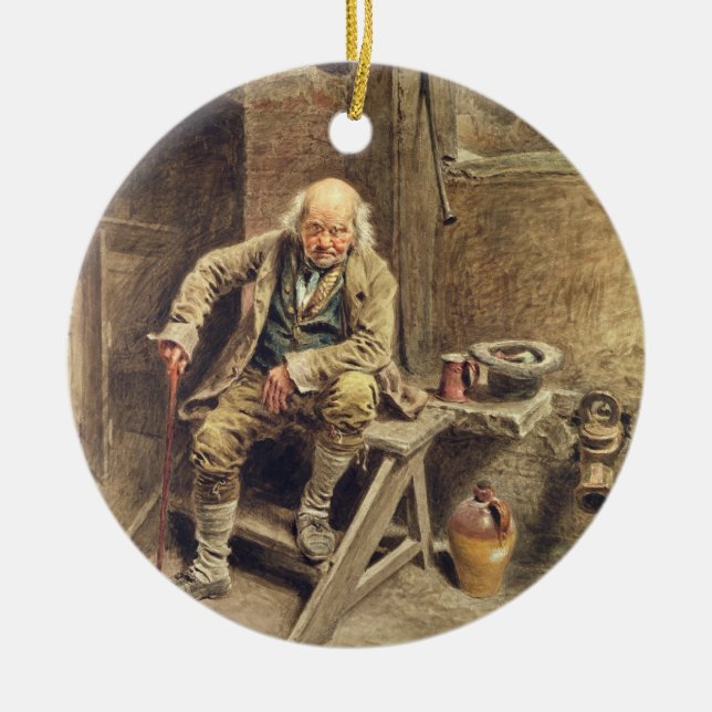 Ornamento De Cerâmica O empregado idoso fiel (Frente)