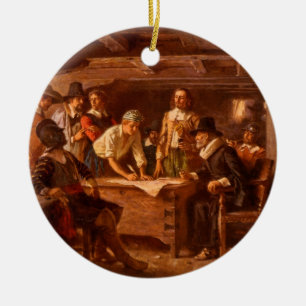 Ornamento De Cerâmica O estojo compacto de Mayflower por Jean Leon