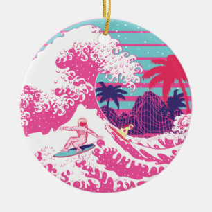 Ornamento De Cerâmica O Excelente de onda rosa