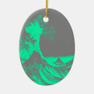 Ornamento De Cerâmica O Excelente Wave Seafoam Green & Cinzas
