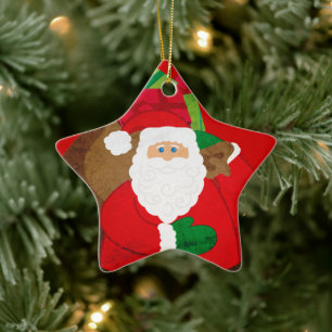 Ornamento De Cerâmica O Feliz Natal do papai noel "Ho Ho Ho" star o