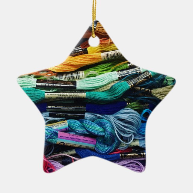 Ornamento De Cerâmica O Floss | do bordado do arco-íris rosqueia | que (Frente)