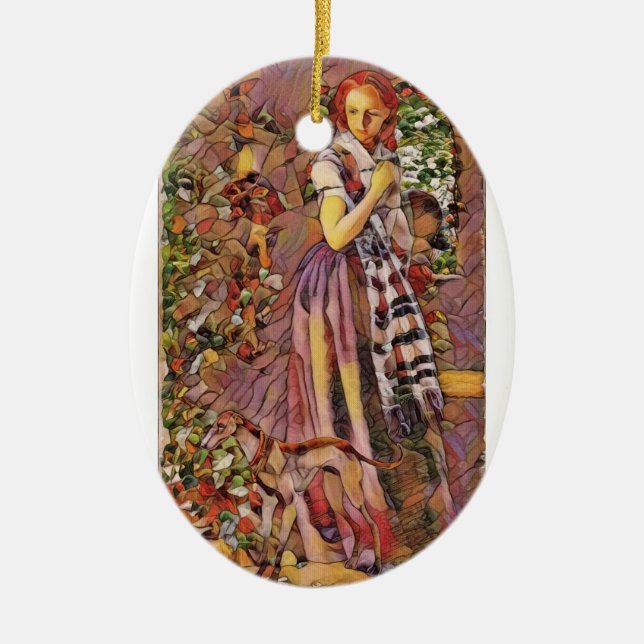 Ornamento De Cerâmica O galgo do Natal (Frente)