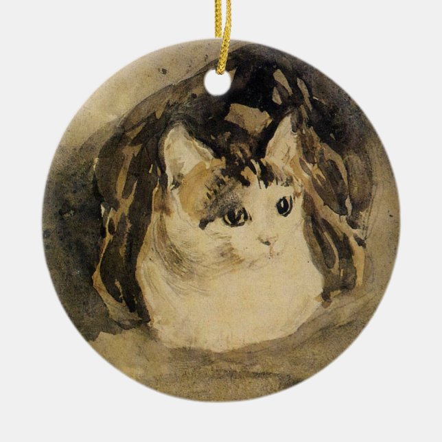 Ornamento De Cerâmica O Gato (de Gwen John) (Frente)