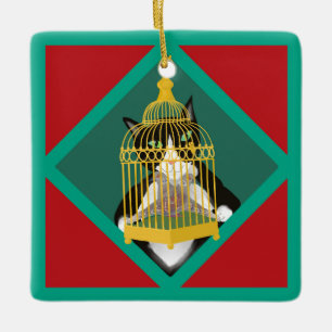 Ornamento De Cerâmica O Gato Doze Dias De Natal, Dia Personalizado 2